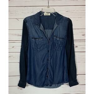 Bella Dahl Anthropologie Women’s M Medium Tencel Blue Denim Button Top Shirt